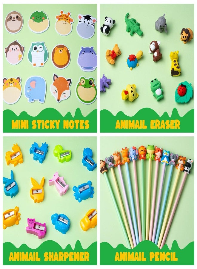 DMIGHT 158Pcs Jungle Safari Animal Party Favors, School Stationery Set, Classroom Birthday Gifts for Students, Wild One Party Favors, Goodie Bags Fillers for Kids, Jungle Theme Decorations - Image 4